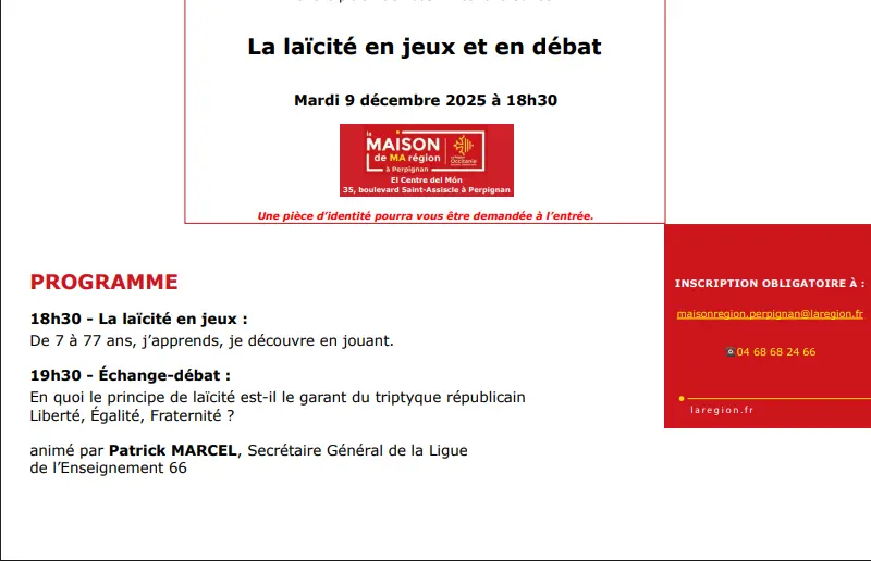 « La laïcité en jeux et en débat » - Décembre 2025