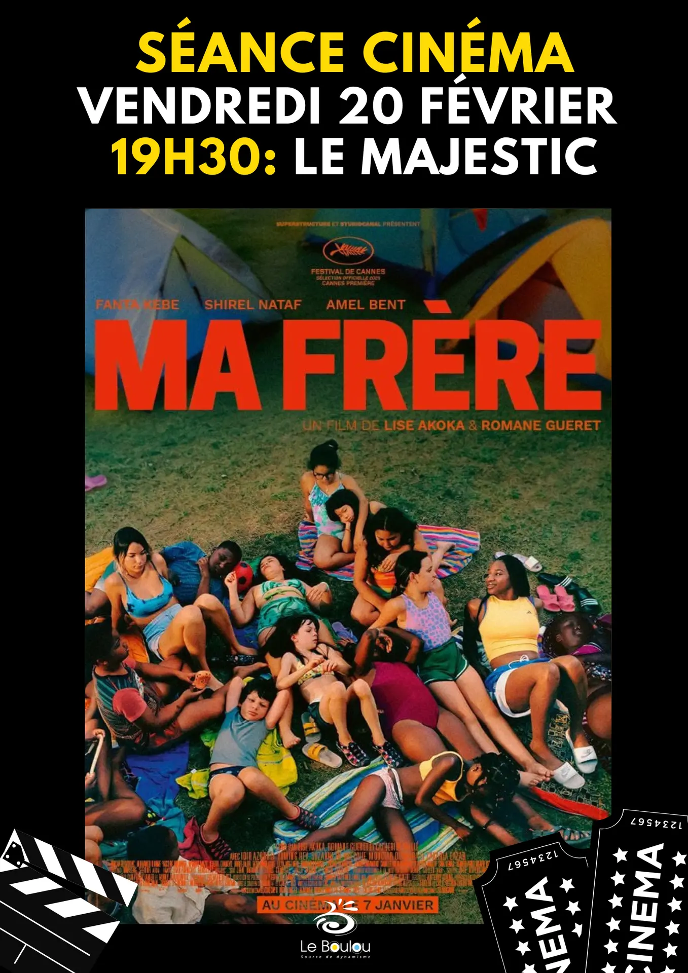 AFFICHE CINEMA LE BOULOU - CINE CAHSSE GARDEE 2 6 FEVRIER