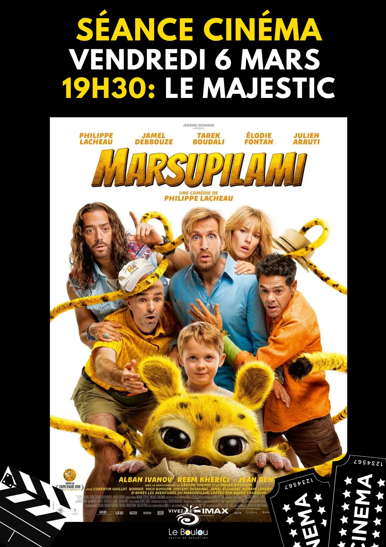 AFFICHE CINEMA LE BOULOU - CINE CAHSSE GARDEE 2 6 FEVRIER