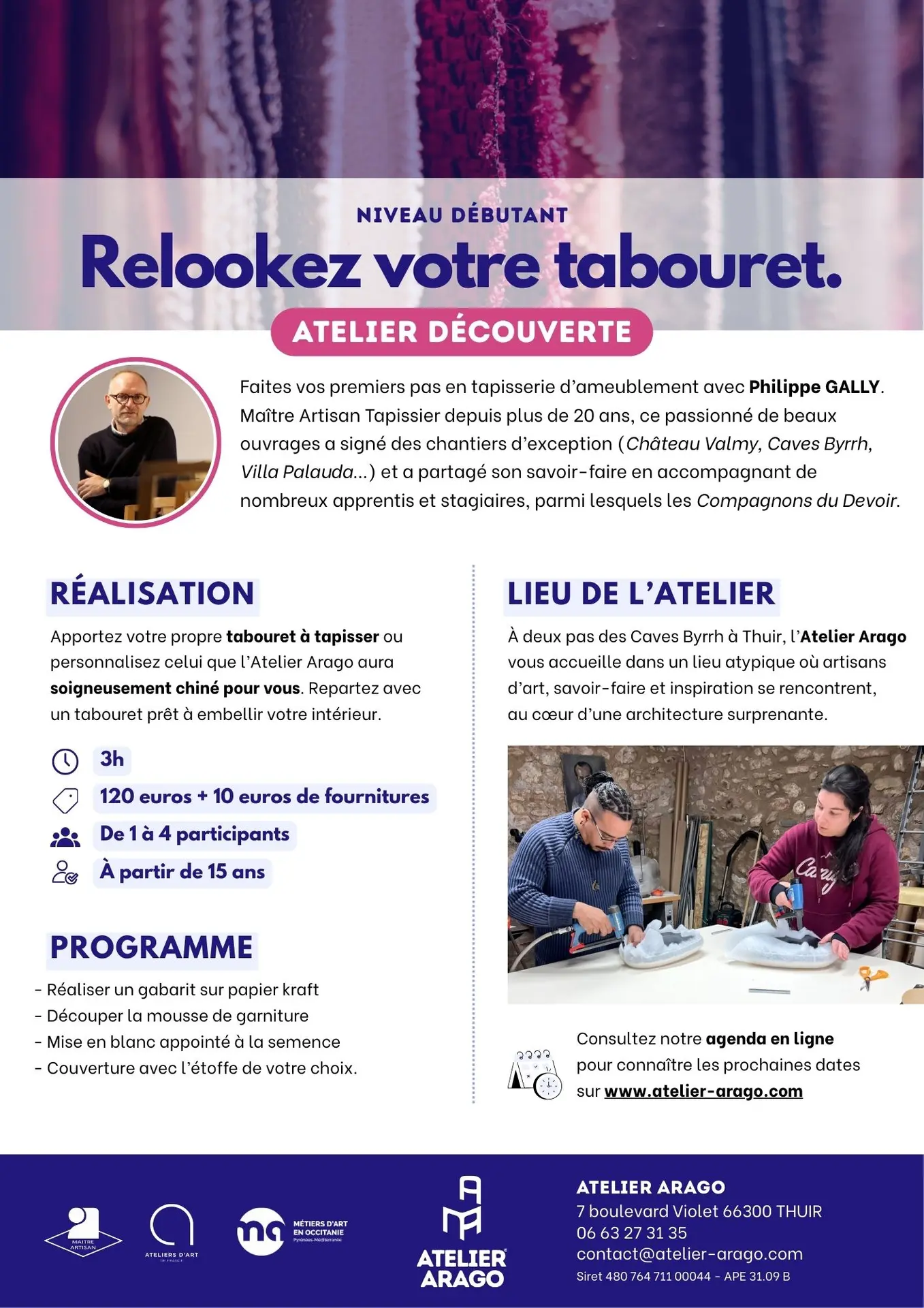 NEW Fiche atelier A4 - 1- ATELIER DECOUVERTE : Relookez votre tabouret