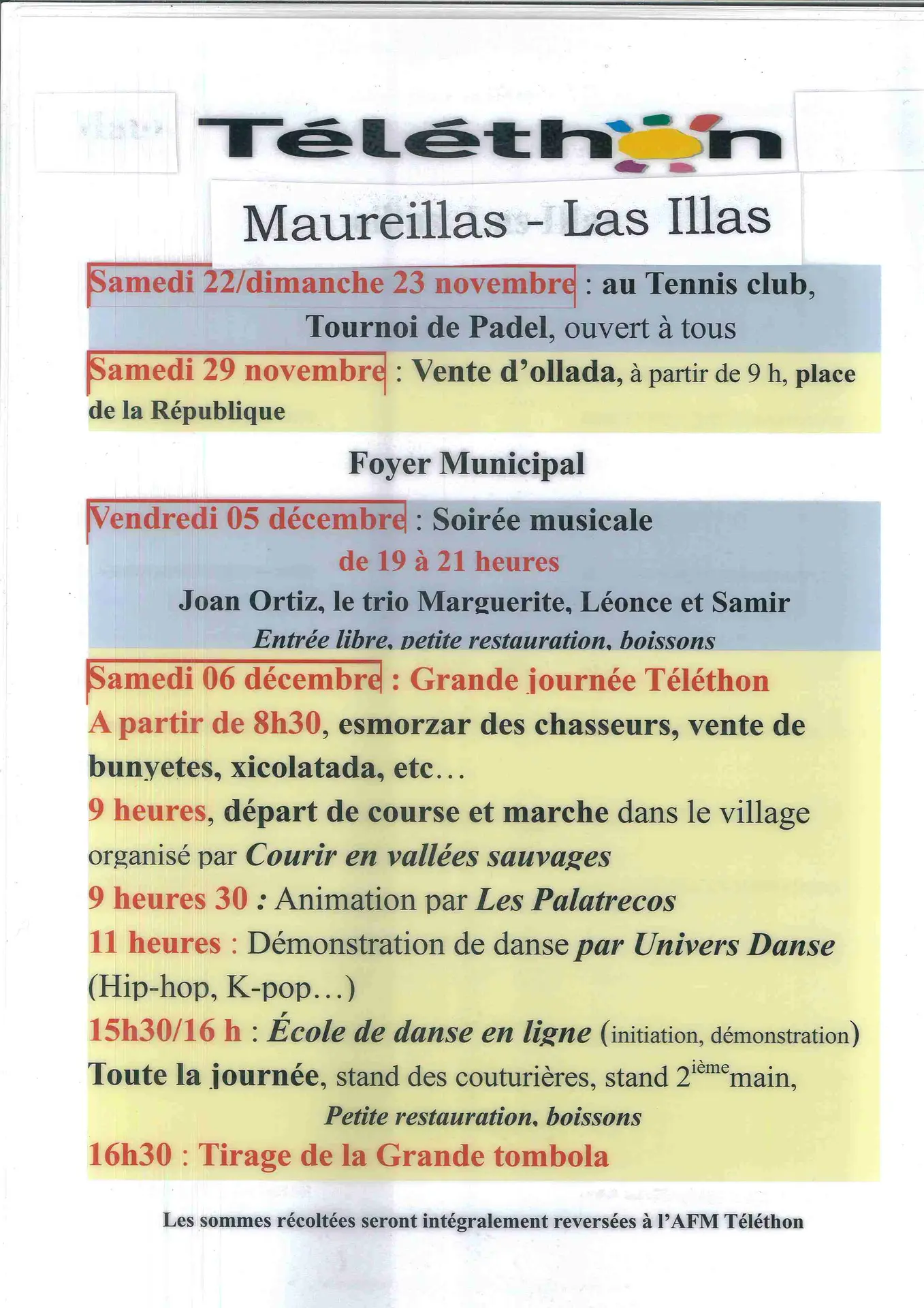 2025 nov déc téléthon programme