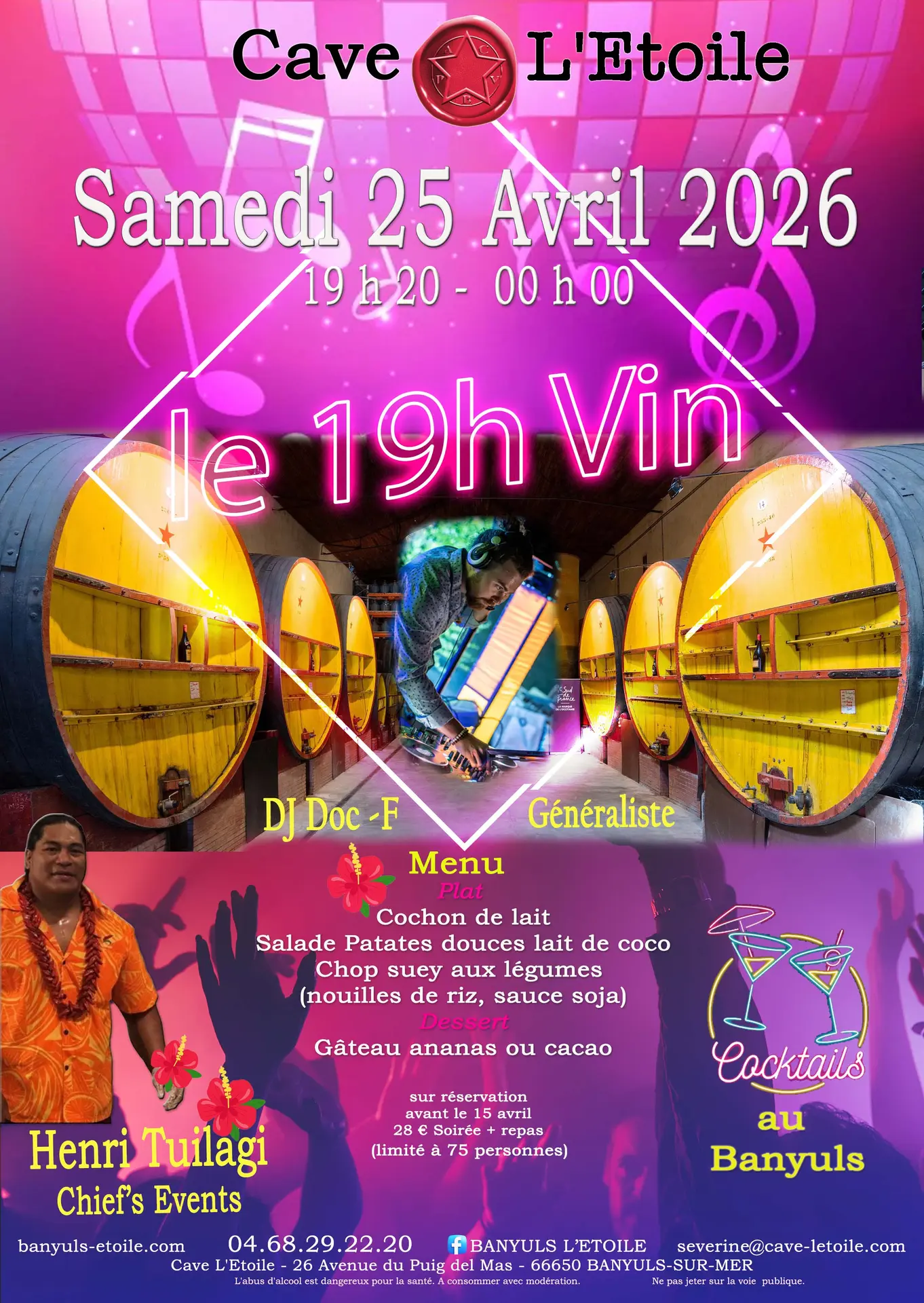 AFFICHE SOIREE 25 AVRIL 2026 CAVE L'ETOILE