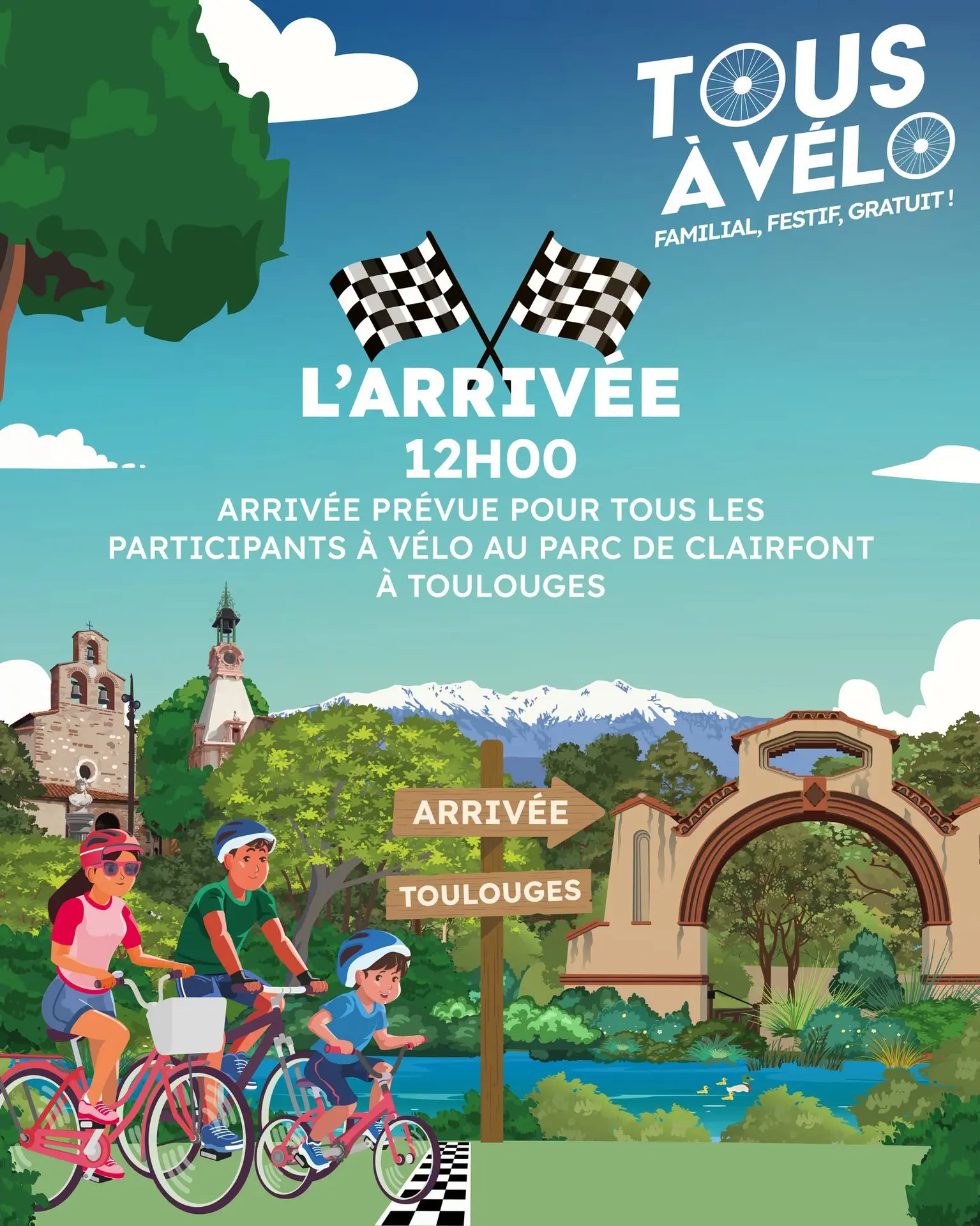 L'arrivée tous à vélo