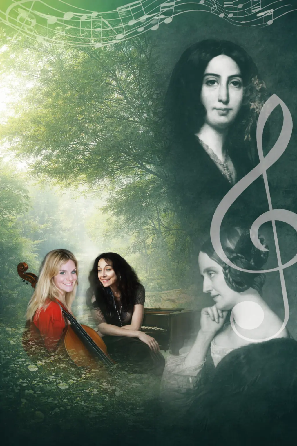 Portraits et musique sous les arbres