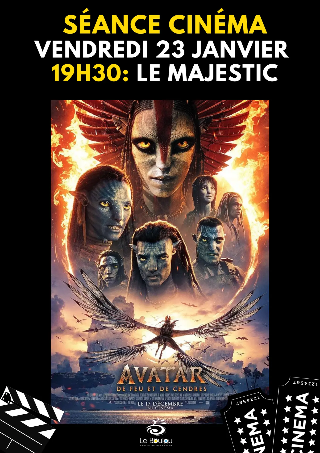 AFFICHE CINEMA LE BOULOU - Séance AVATAR 23 01 2026 PL
