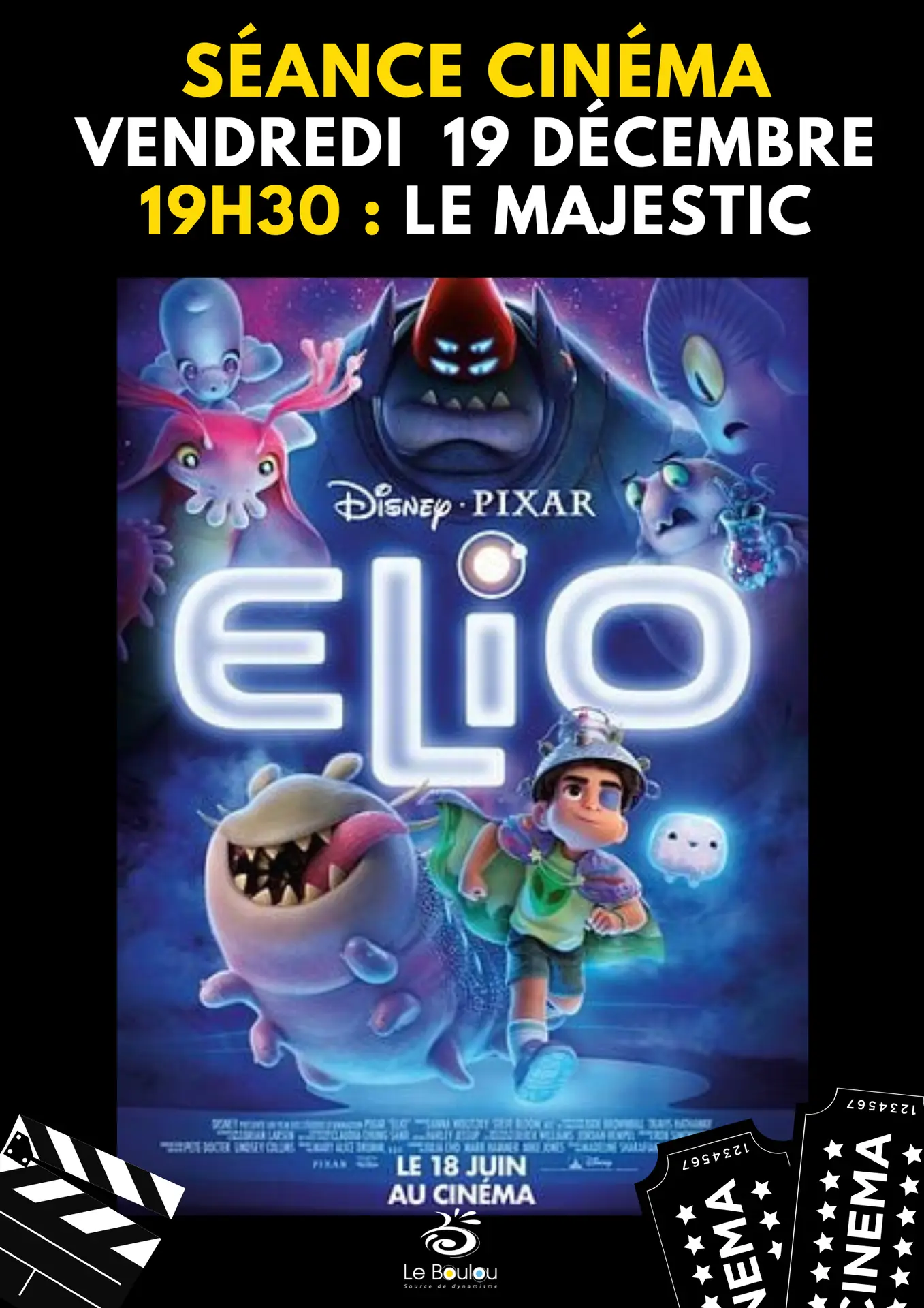 AFFICHE CINEMA LE BOULOU - séance ELIO 20 12 2025 PL