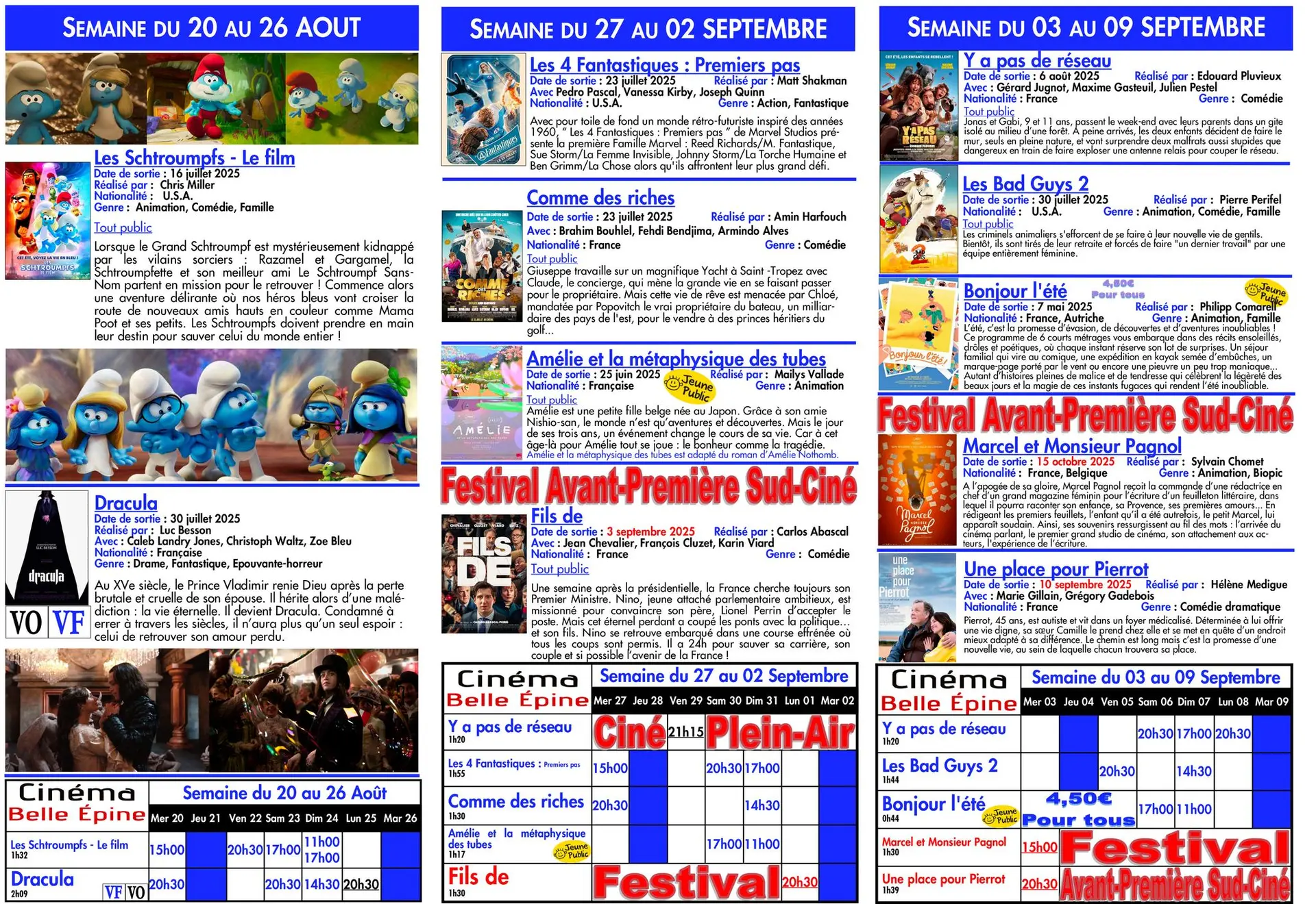 programme cinéma août/septembre (verso)