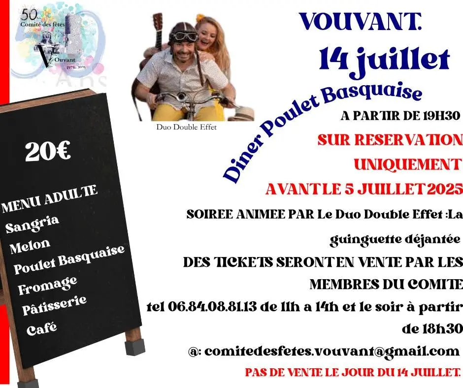 14 juillet menu Vouvant