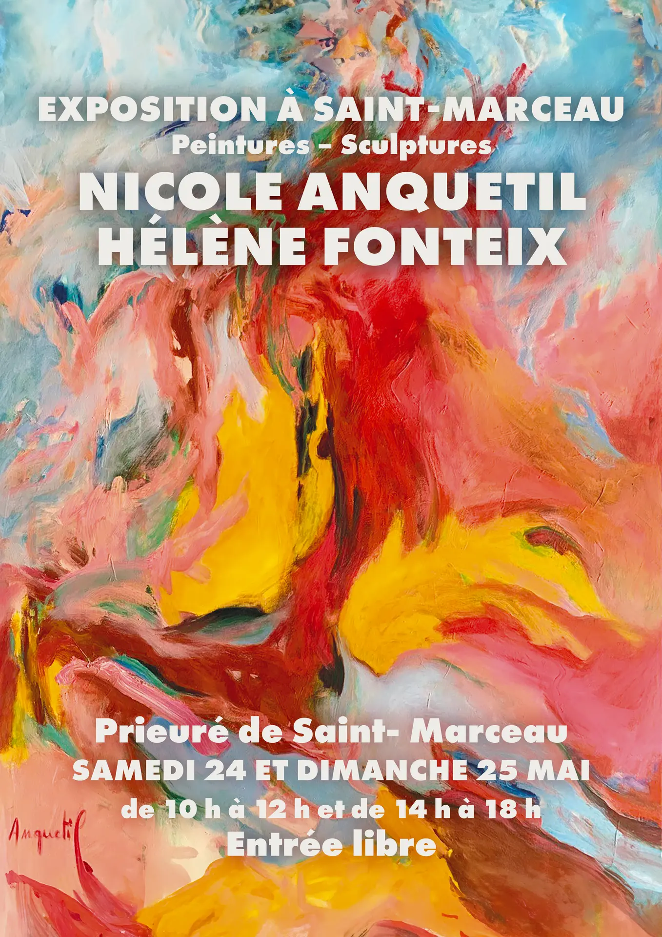 Affiche Nicole Anquetil - exposition 24 et 25 mai - Prieuré de Saint-Marceau