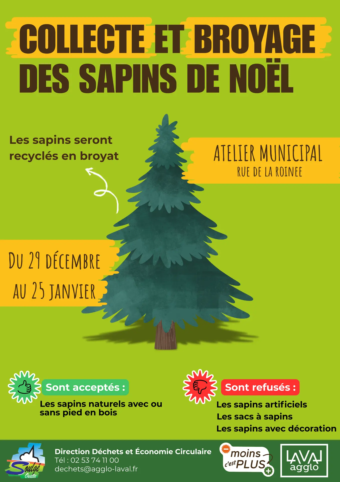 Collecte et broyage sapins de Noel