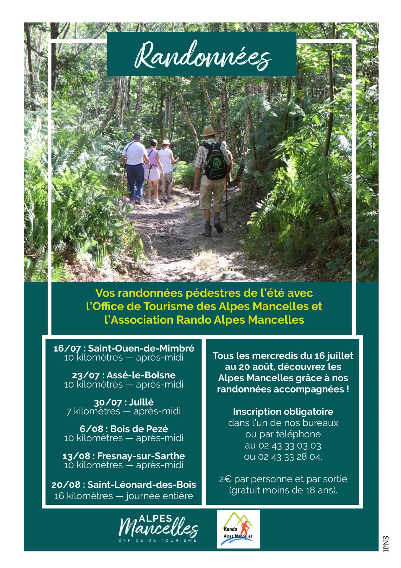 Affiche randonnées estivales 2025 - OT Alpes Mancelles