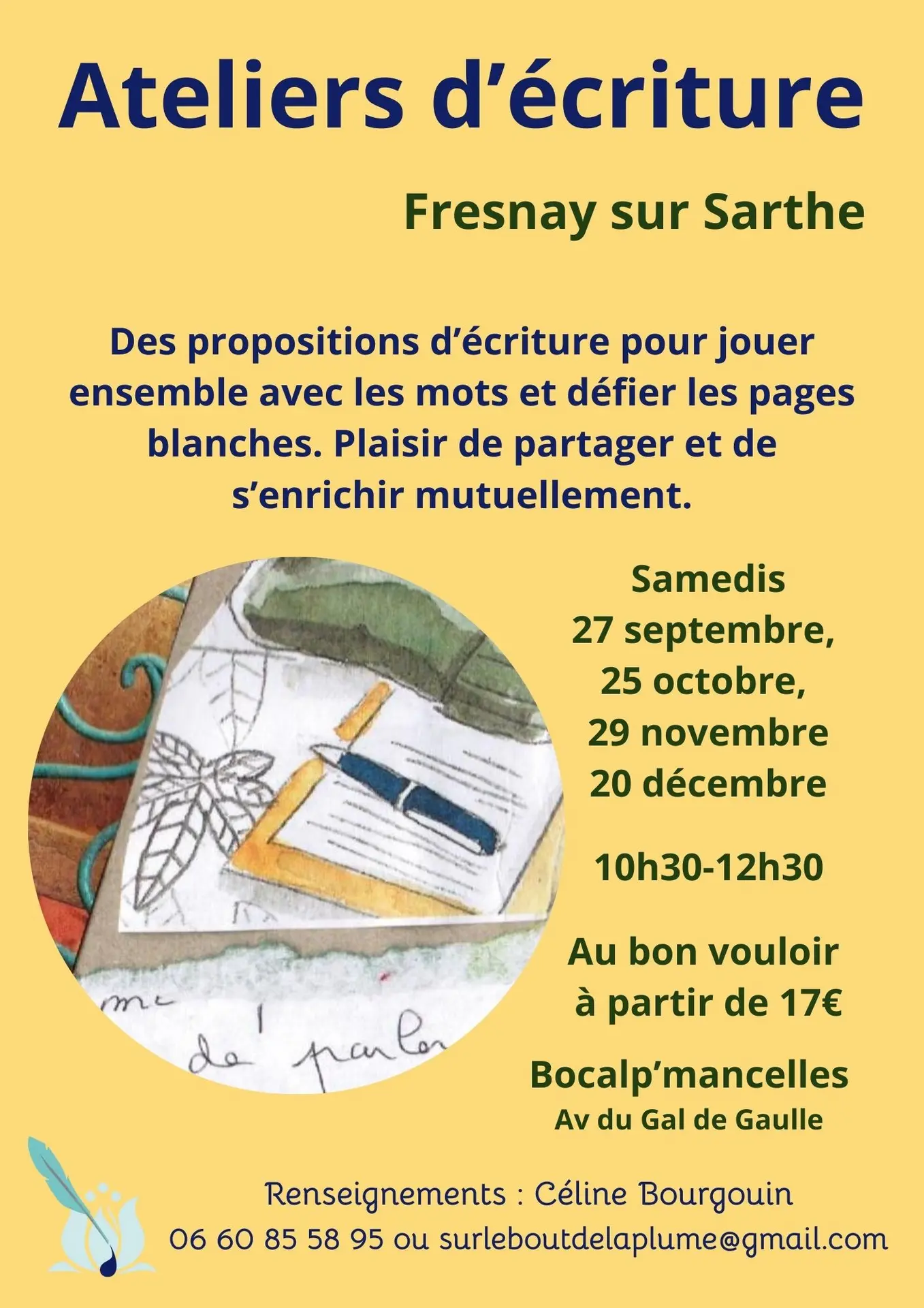 Ateliers d'écriture Fresnay-sur-Sarthe - 2ème semestre 2025