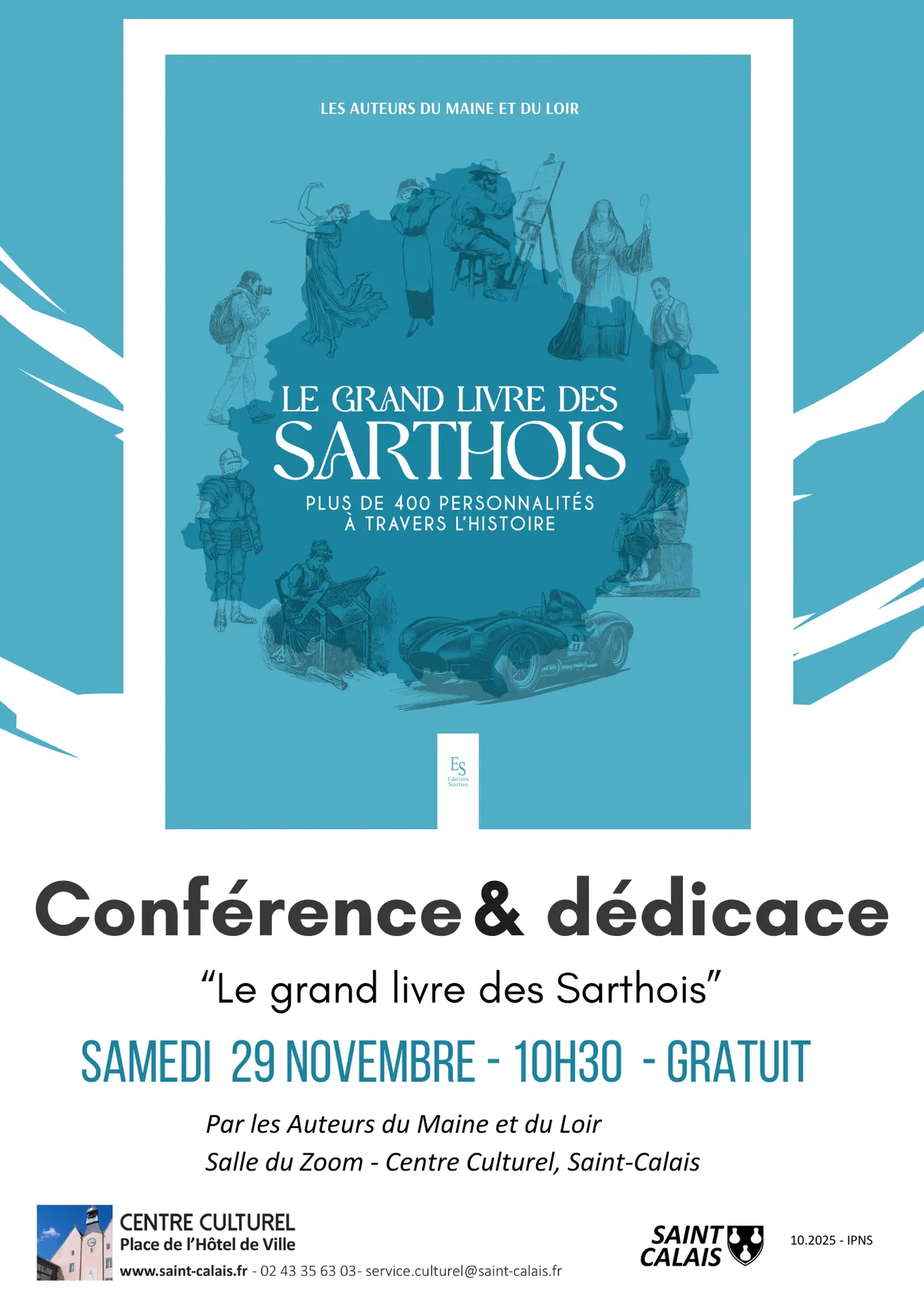 Affiche conférence Le grand livre des Sarthois 2025