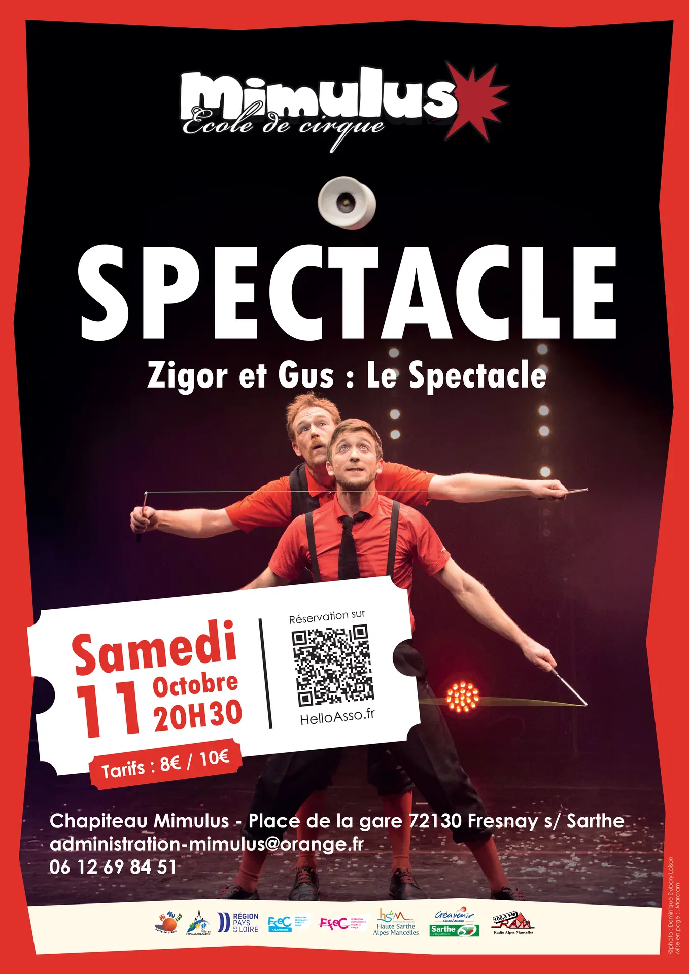 Spectacle Zigor et Gus Chapiteau Mimulus Fresnay-sur-Sarthe