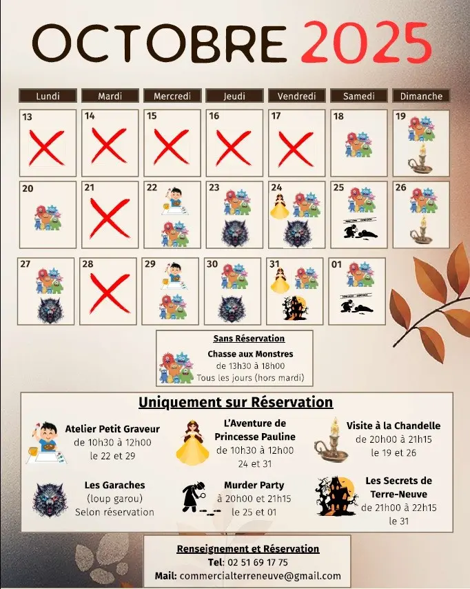 chateau terre neuve_Planning Octobre