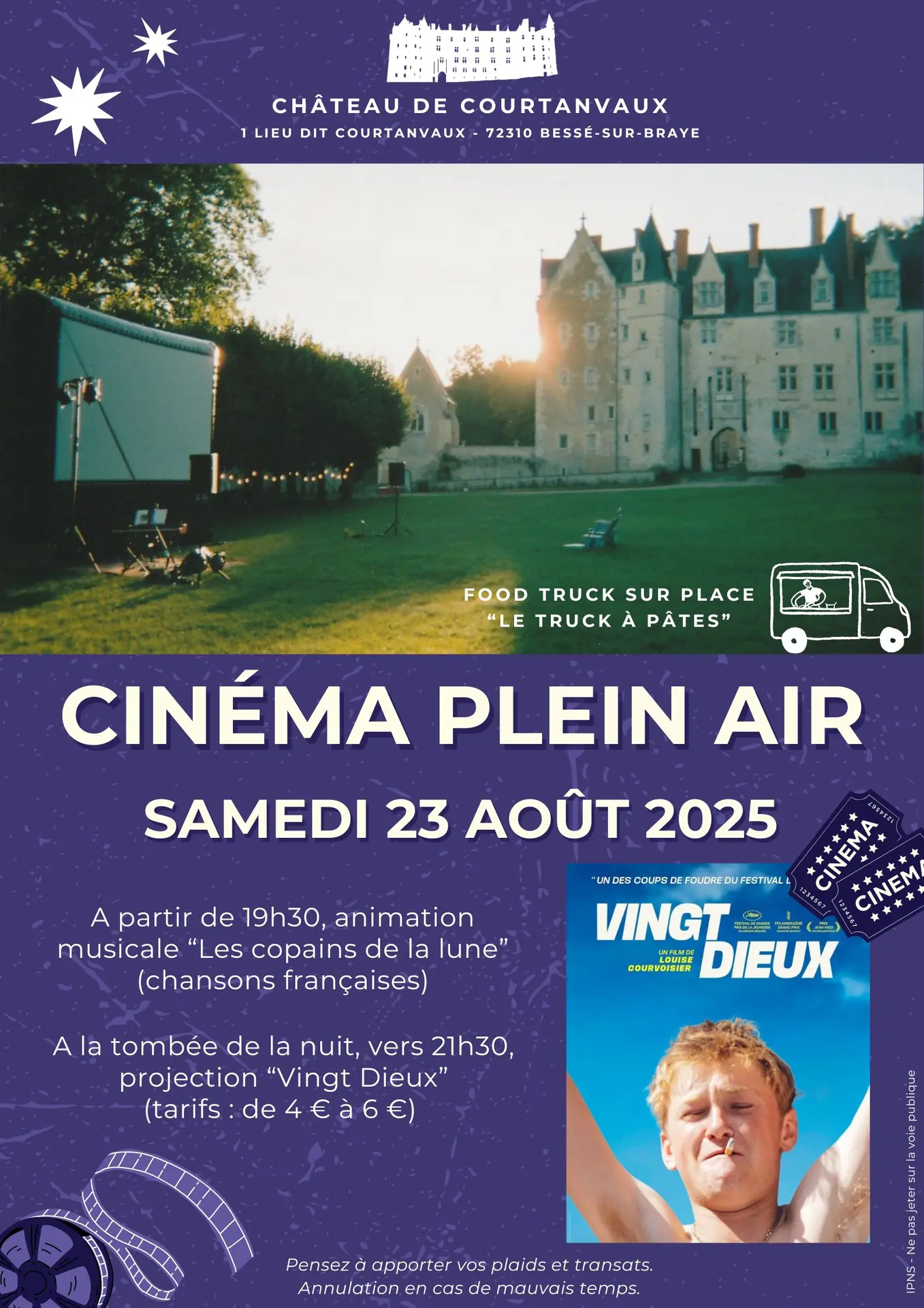 Purple Vintage Illustrative Movie Night Poster - 1