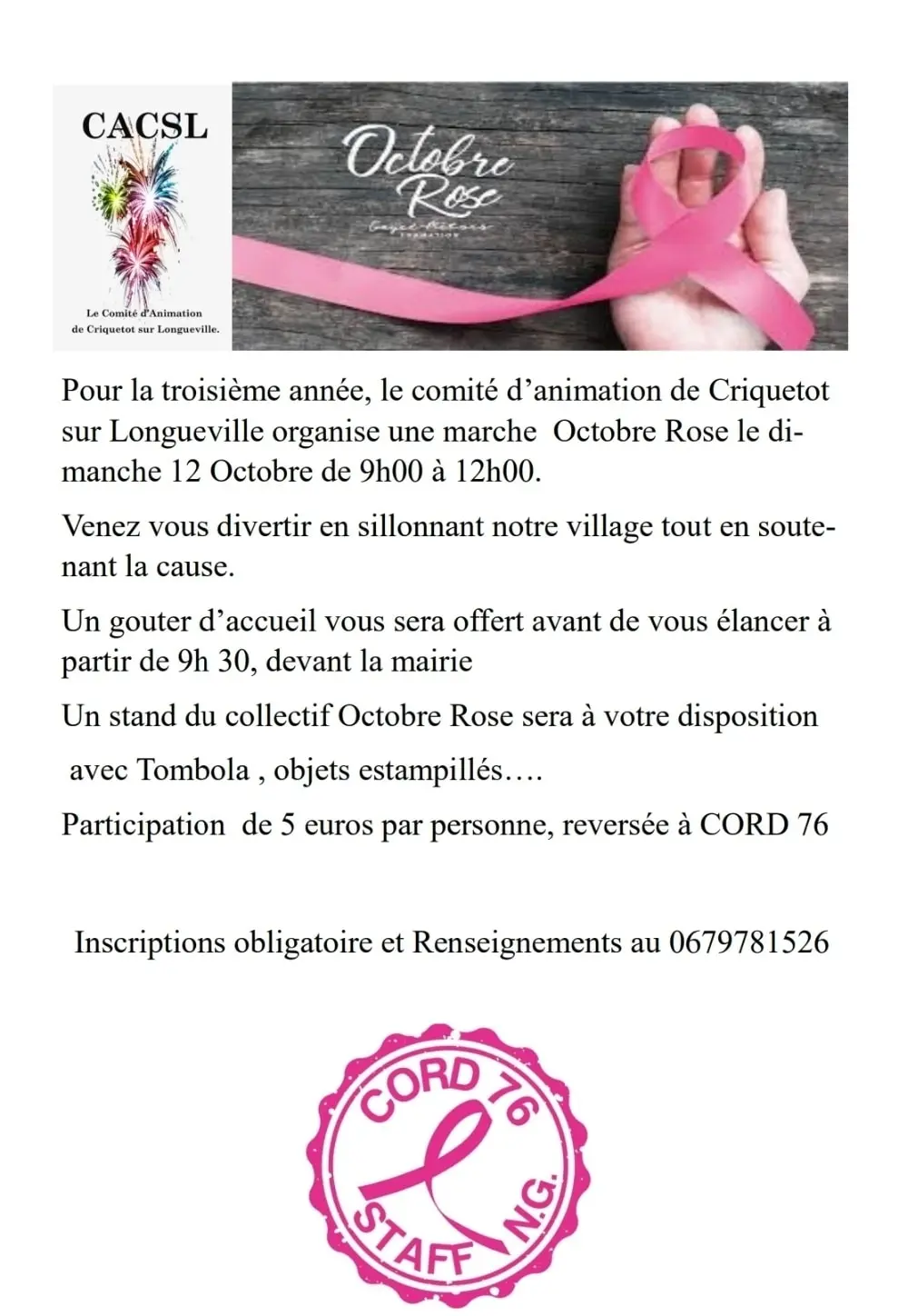 Octobre Rose Criquetot sur Longueville