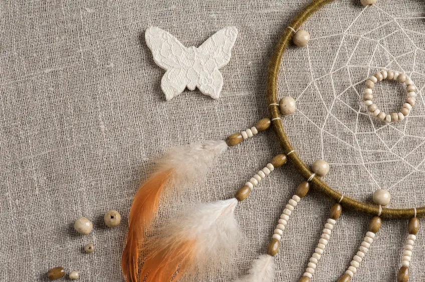 Bright orange green dream catcher