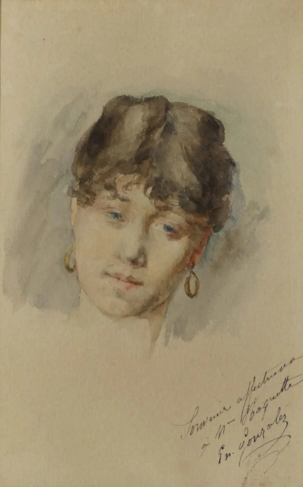 Eva Gonzalès, Portrait de Mme Haquette, aquarelle, s.d.