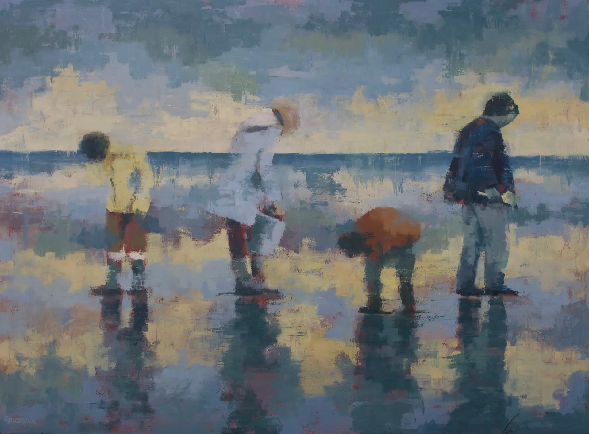 Quatre enfants à la plage 73 cm x 100 cm