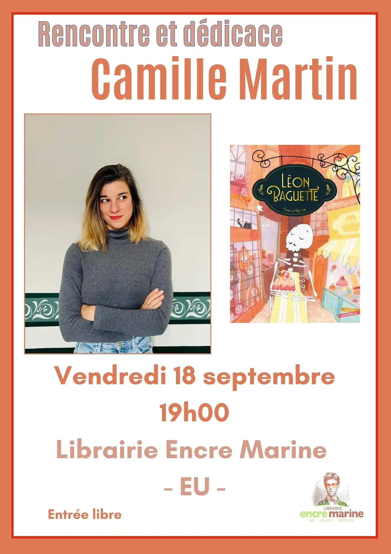 Affiche rencontre Librairie Encre Marine - EU - Entrée libre - 7