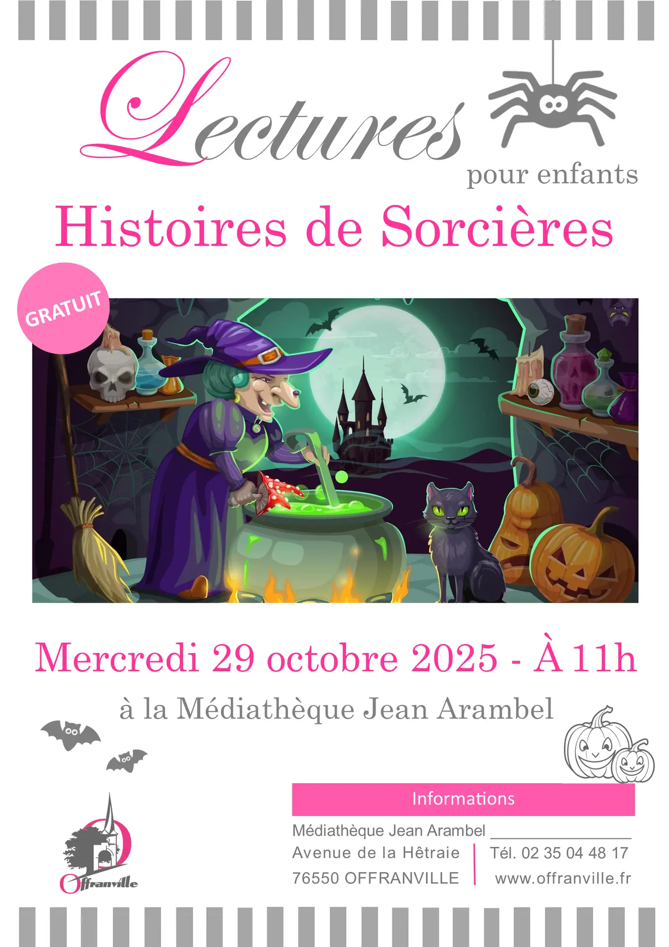 AFFICHE_Lectures_Histoires_Sorcières_Halloween_Offranville_2025