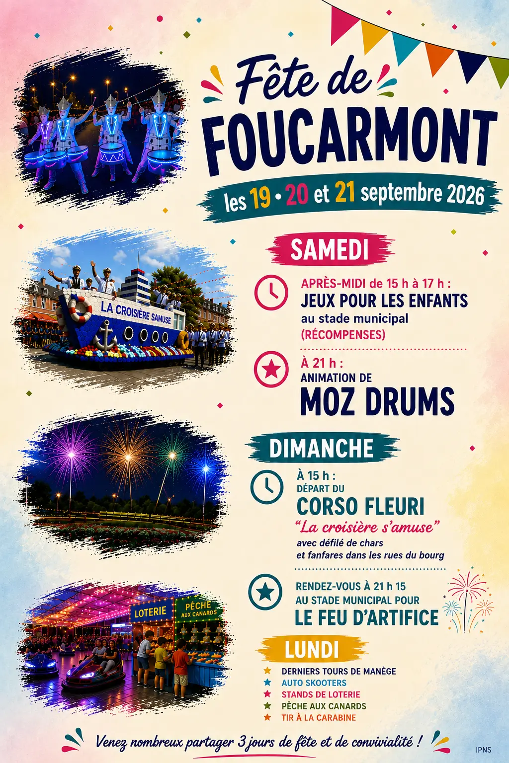 AFFICHE FETE FOND COULEUR