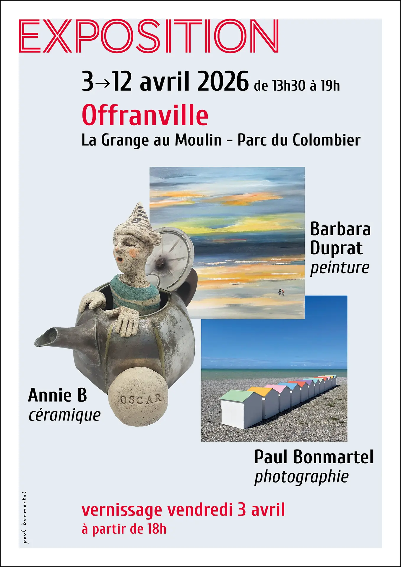 Affiche Exposition 2026 à Offranville - Duprat - Bonmartel - Anne B