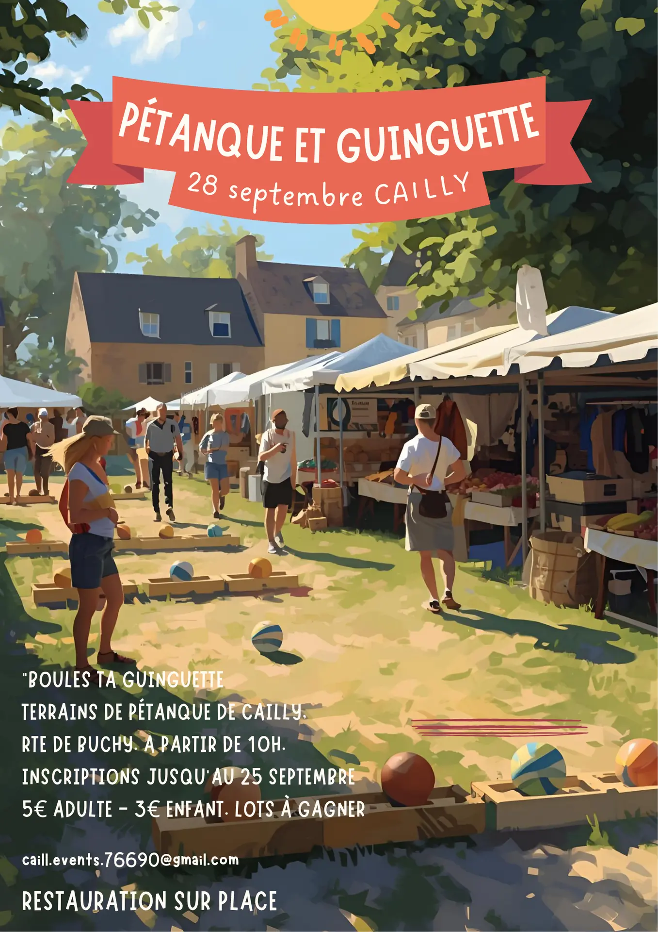 Affiche Pique-Nique entre voisins Moderne Illustration Coloré - 1