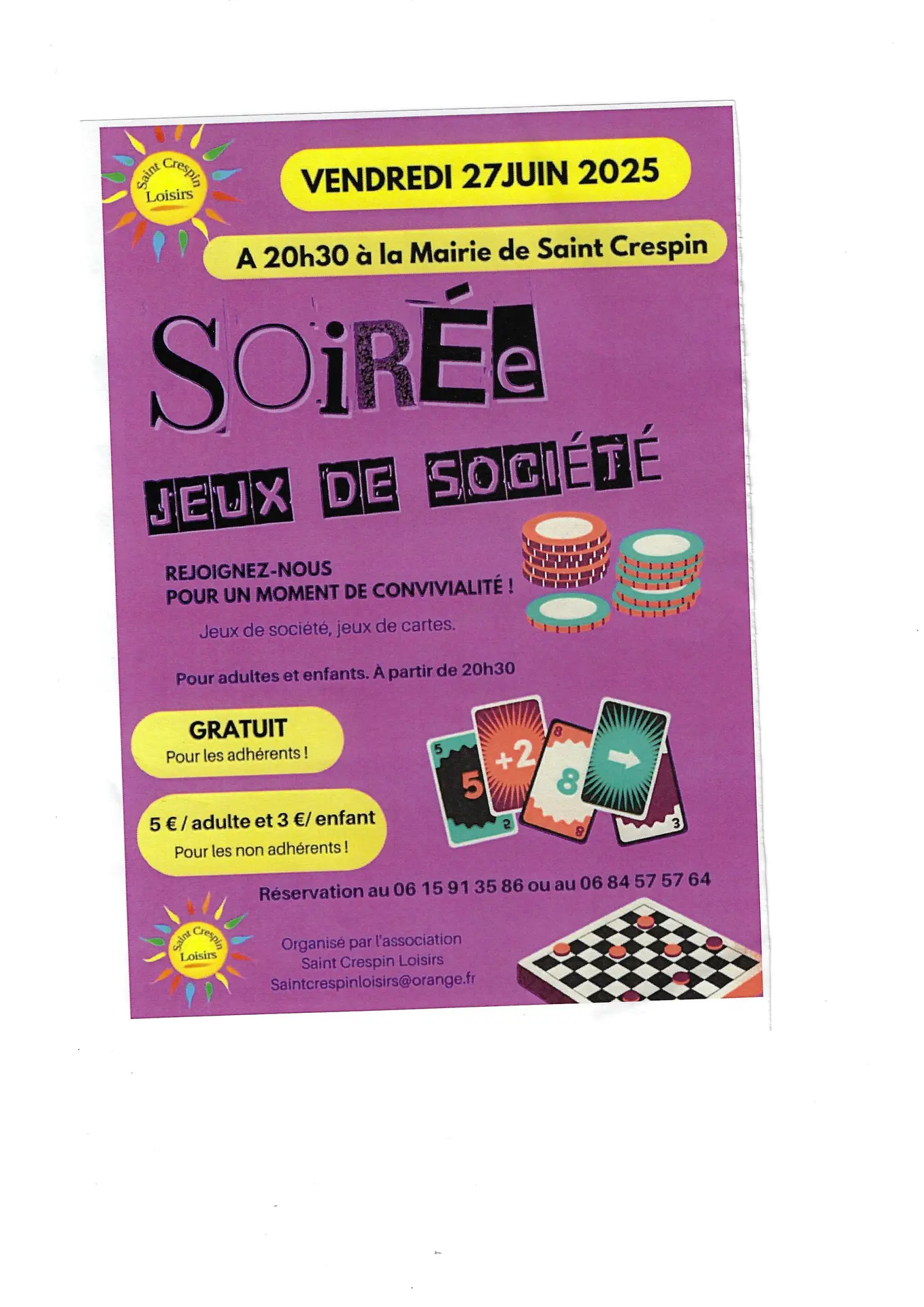 Affiche soirée jeux Saint Crespin