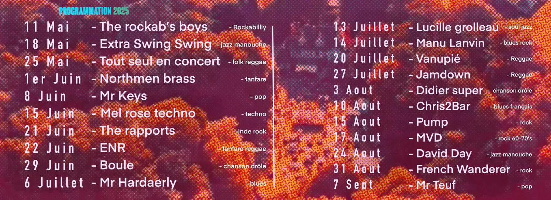 Programme des concerts été 2025