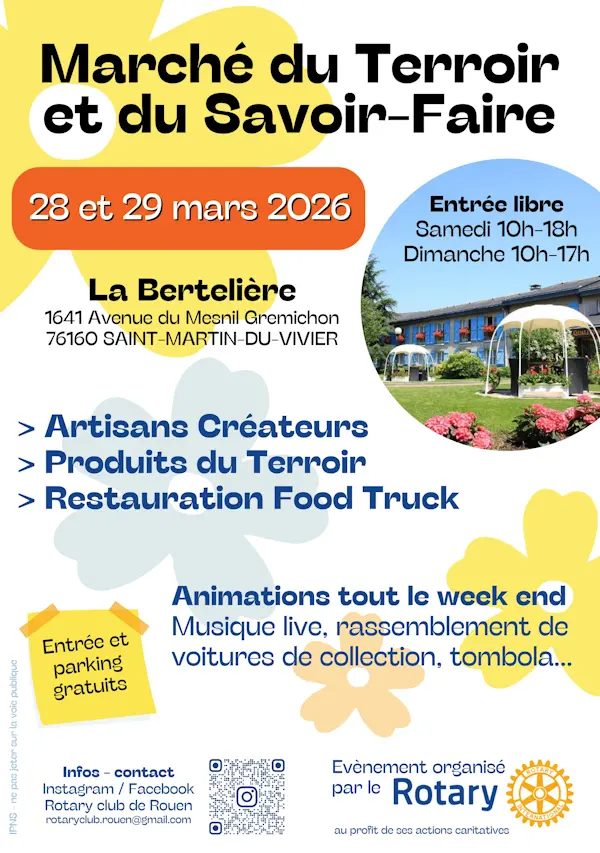 Marché du terroir et du savoir faire le samedi 28 et dimanche 29 mars 2026