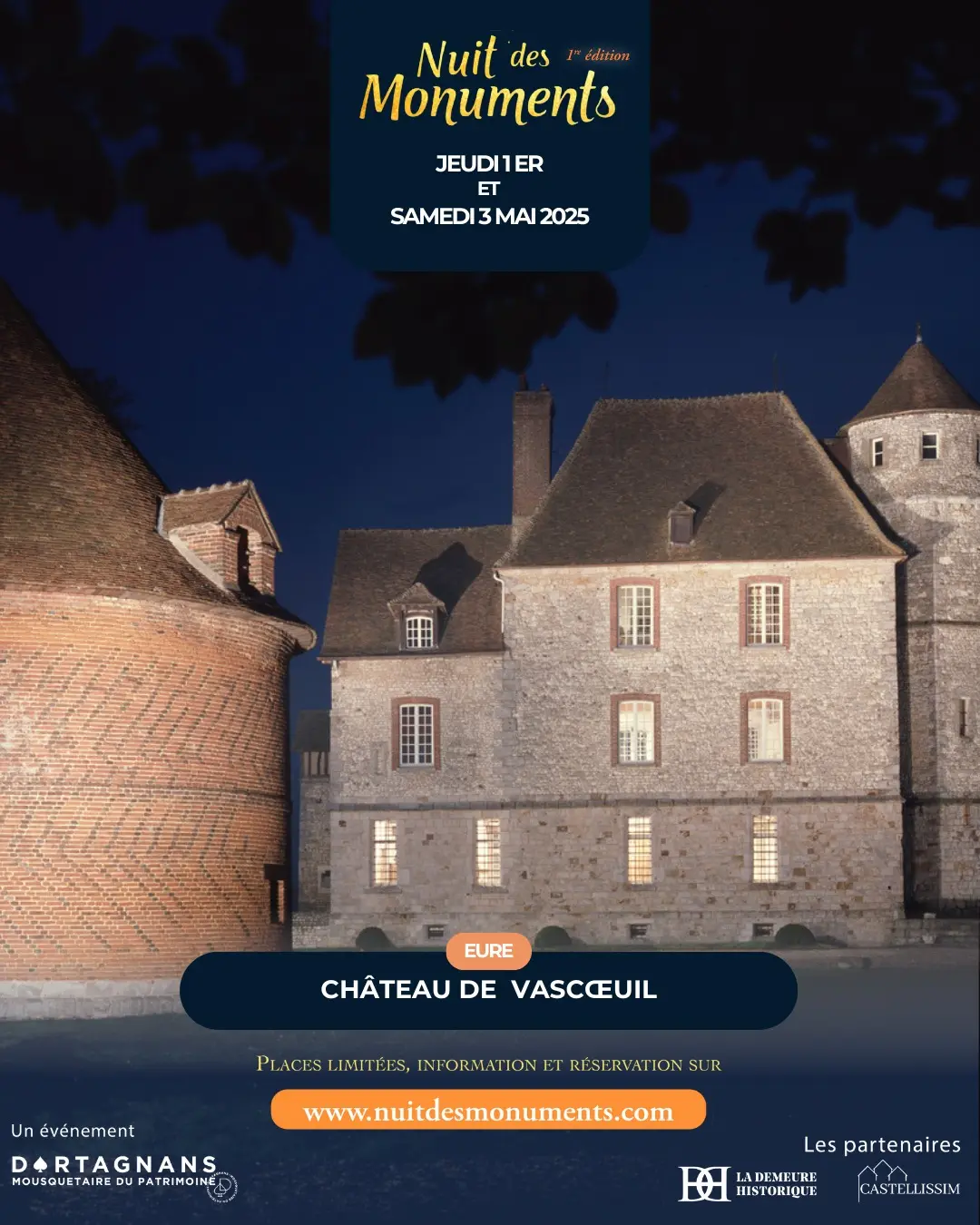 Nocturne chateau de Vascoeuil mai 2025