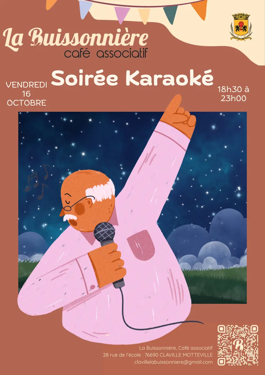Noir et rose moderne illustré karaoké affiche - 1