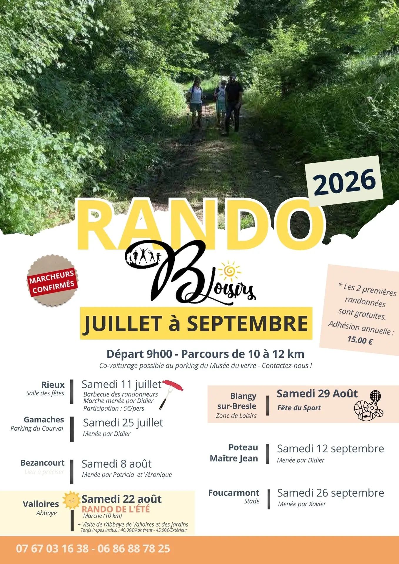 RANDOS D’AVRIL à JUIN + ETE - Juillet - septembre 2026