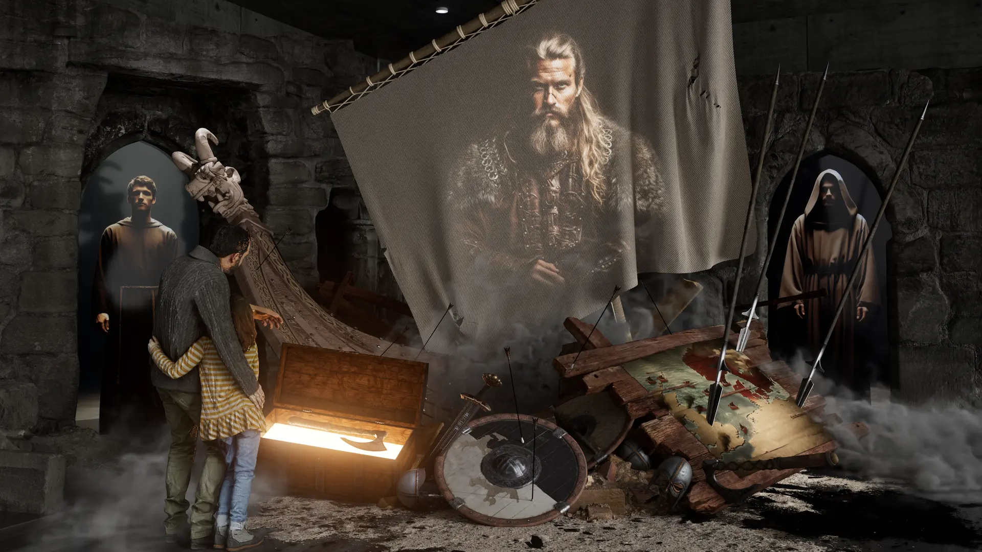 cité immersive Viking, Rollon, salles des ruines fumantes