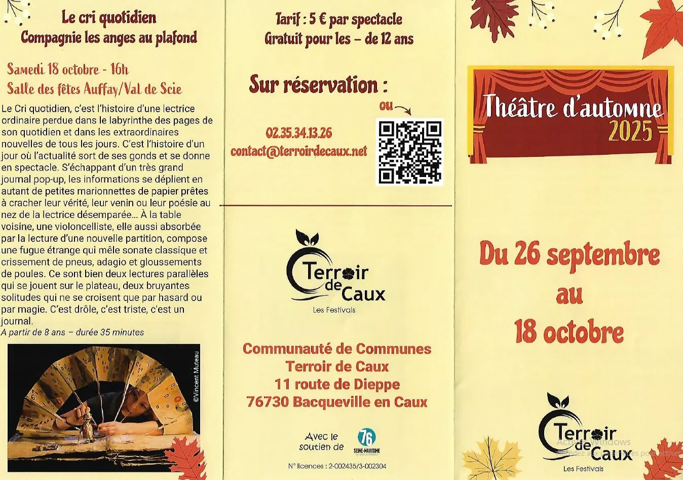 Programme Théâtre d'Automne 2025