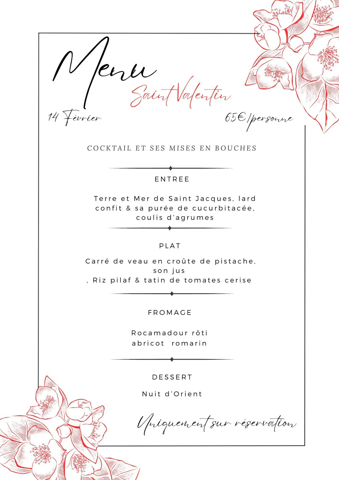 Menu - Orée du bois