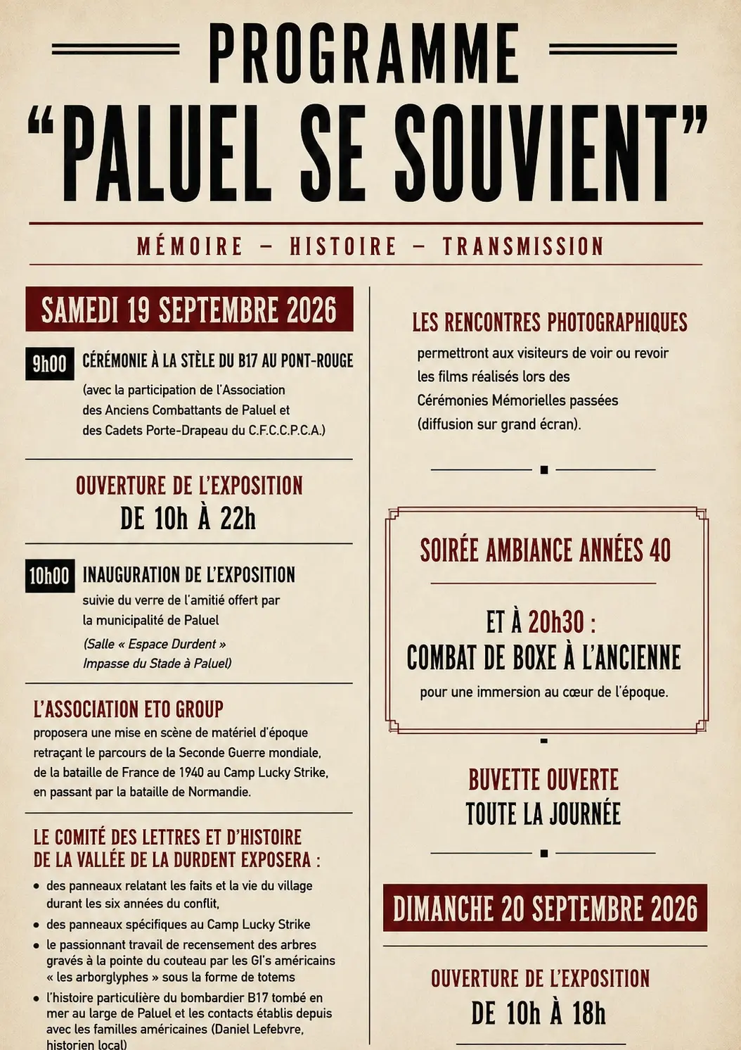programme verso de l'affiche