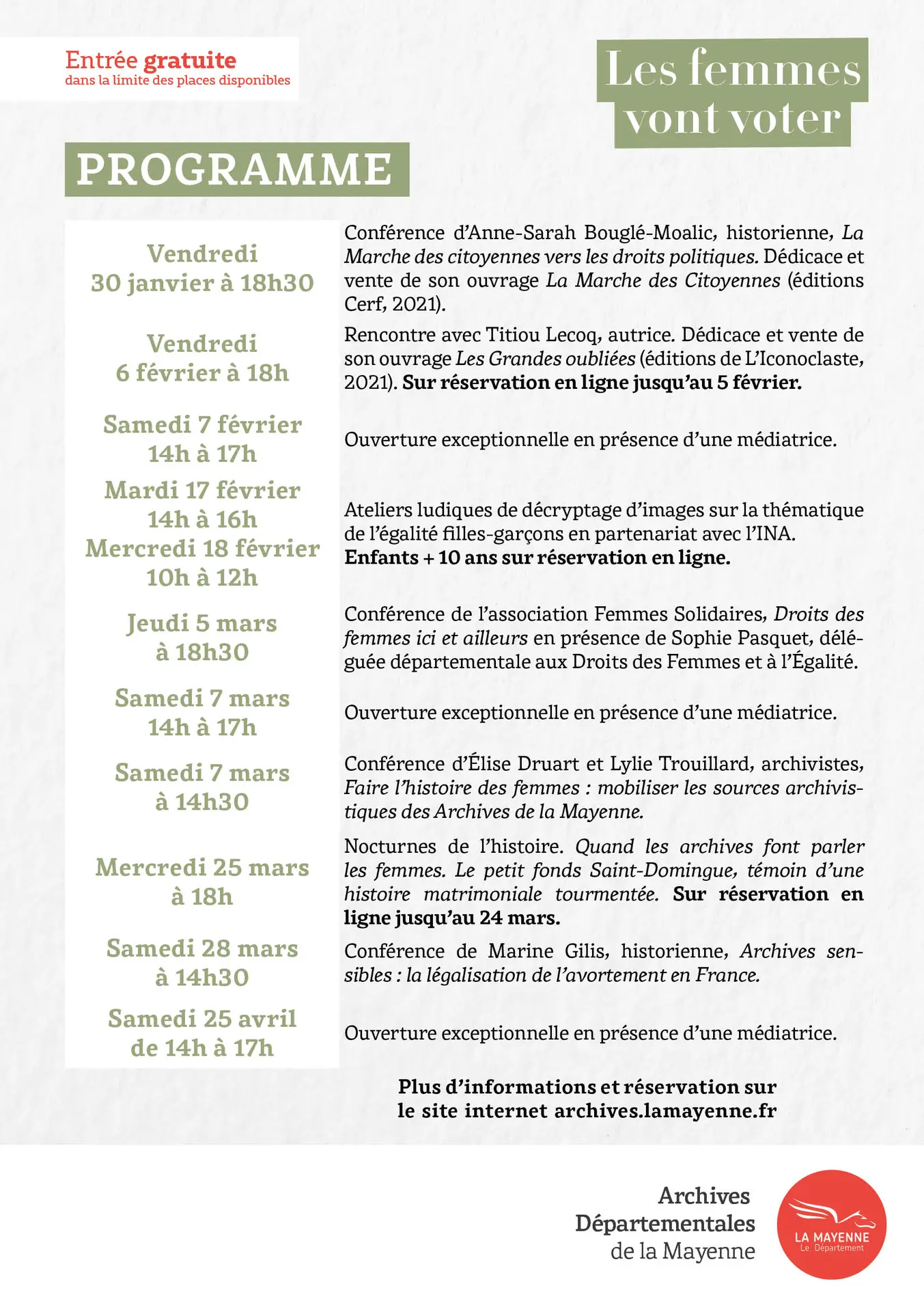 Programme culturel exposition Les femmes vont voter