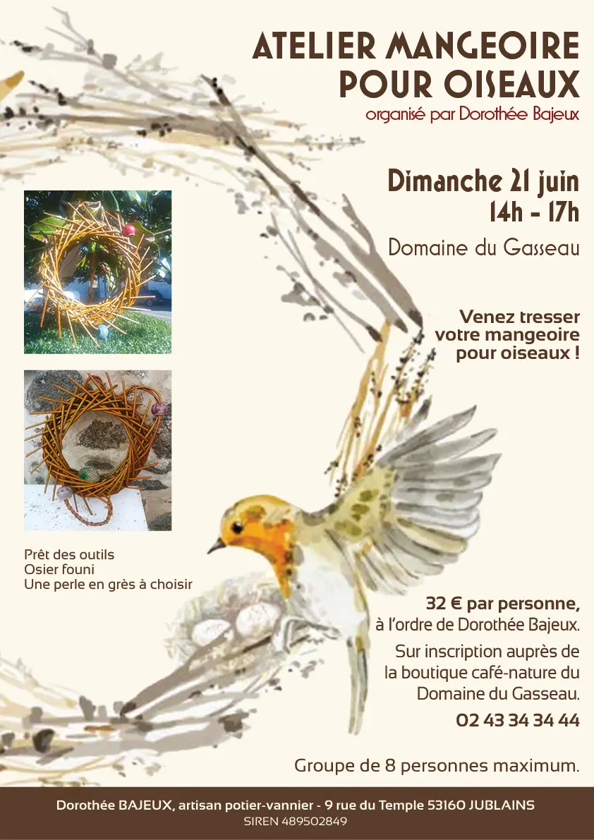 Atelier mangeoire pour oiseaux en osier - Domaine du Gasseau - 21 06 2026
