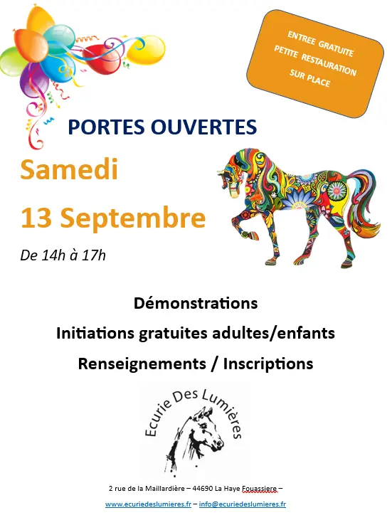 Portes ouvertes de l'écurie le 13 septembre 2025