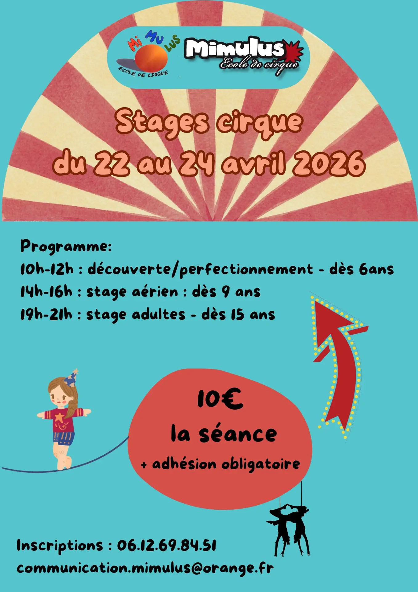 Stages cirque du 22 au 24 avril 2026 - Mimulus - Fresnay-sur-Sarthe