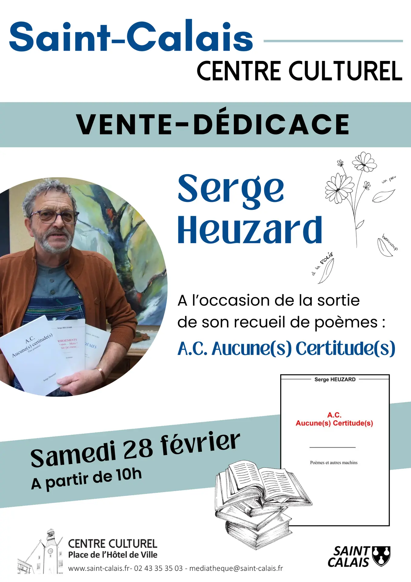 Affiche Vente-dédicace Serge Heuzard - Saint-Calais