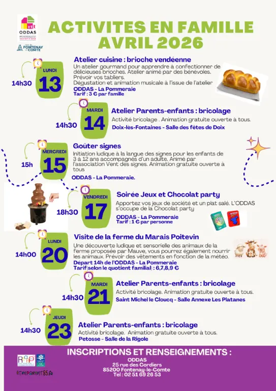 activités d'avril 2026