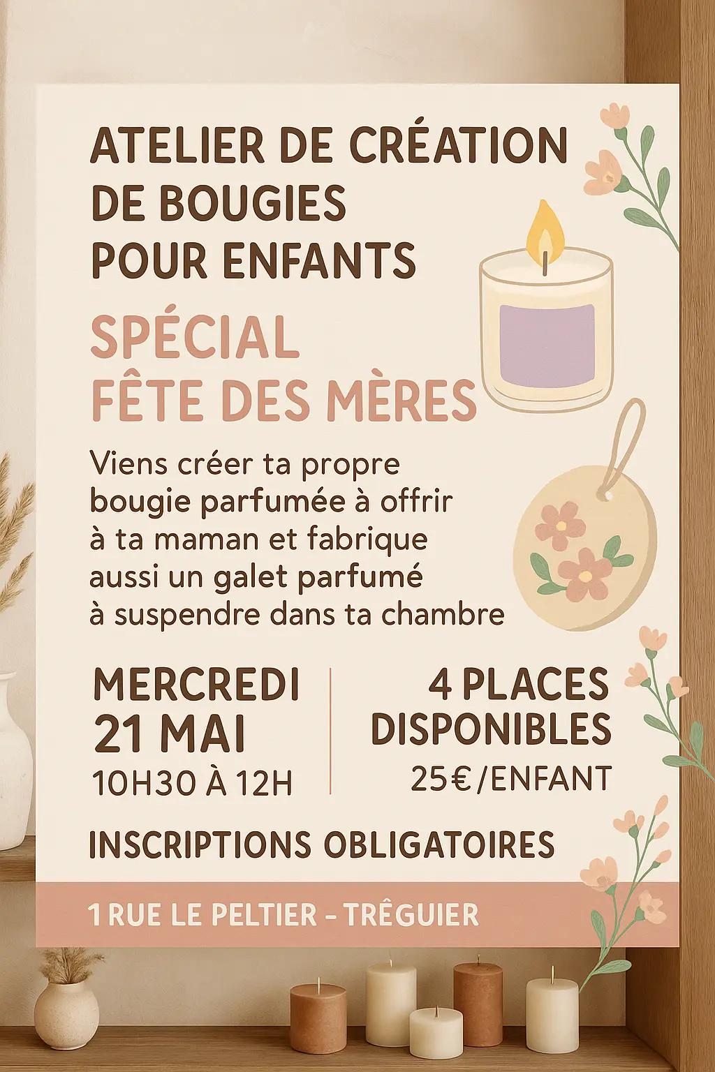 atelier de créations de bougies pour enfants spécial fête des mères