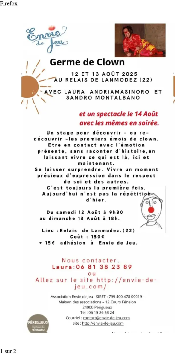 Flyer Germe de Clown à Lanmodez