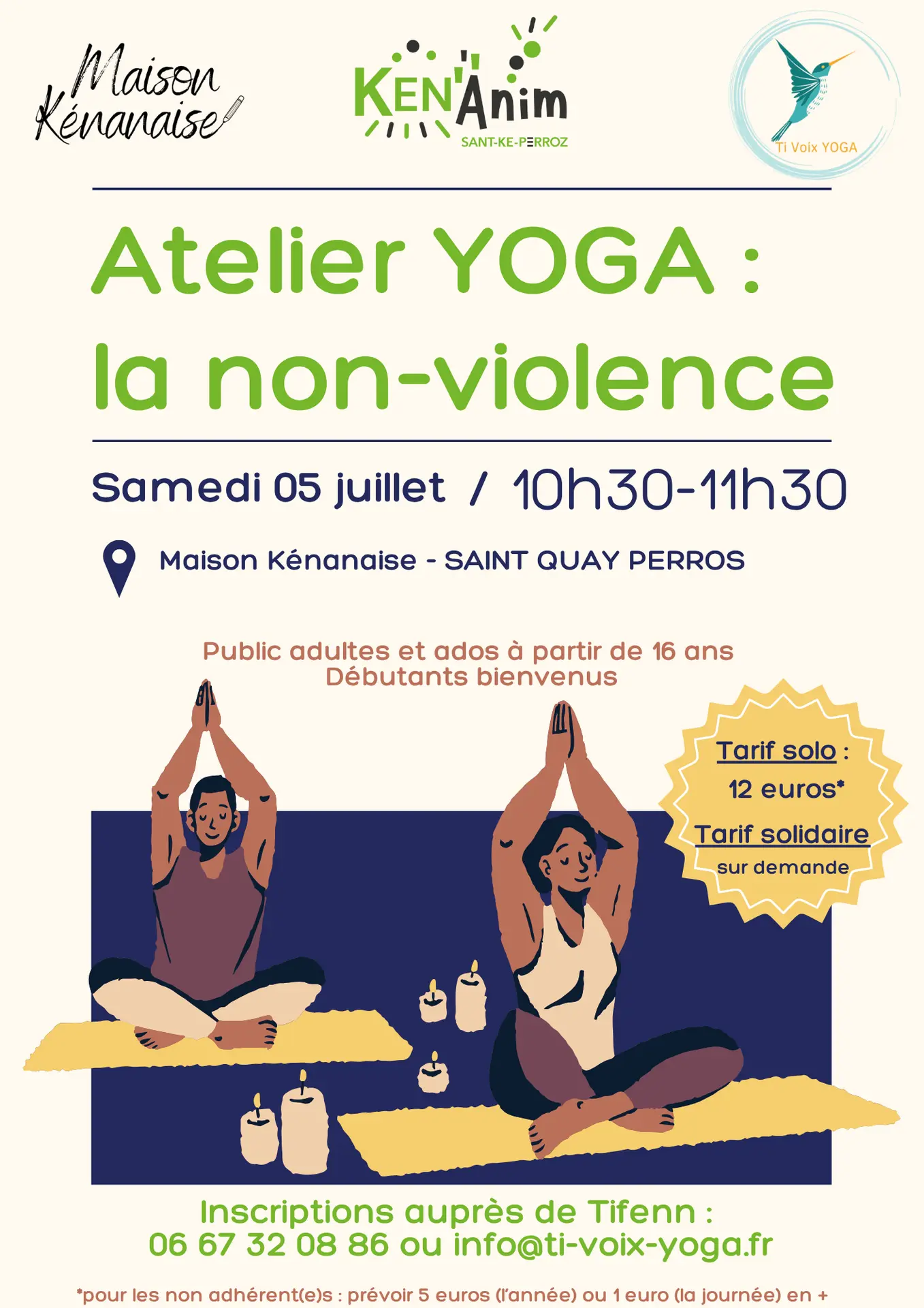 Flyer atelier yoga maison kénanaise du 05 avril