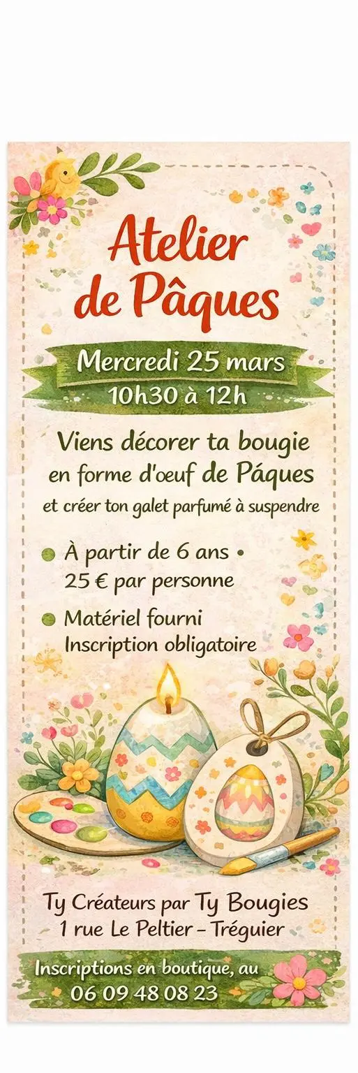 🍁 Ateliers bougies & galets parfumés – Spécial paques
