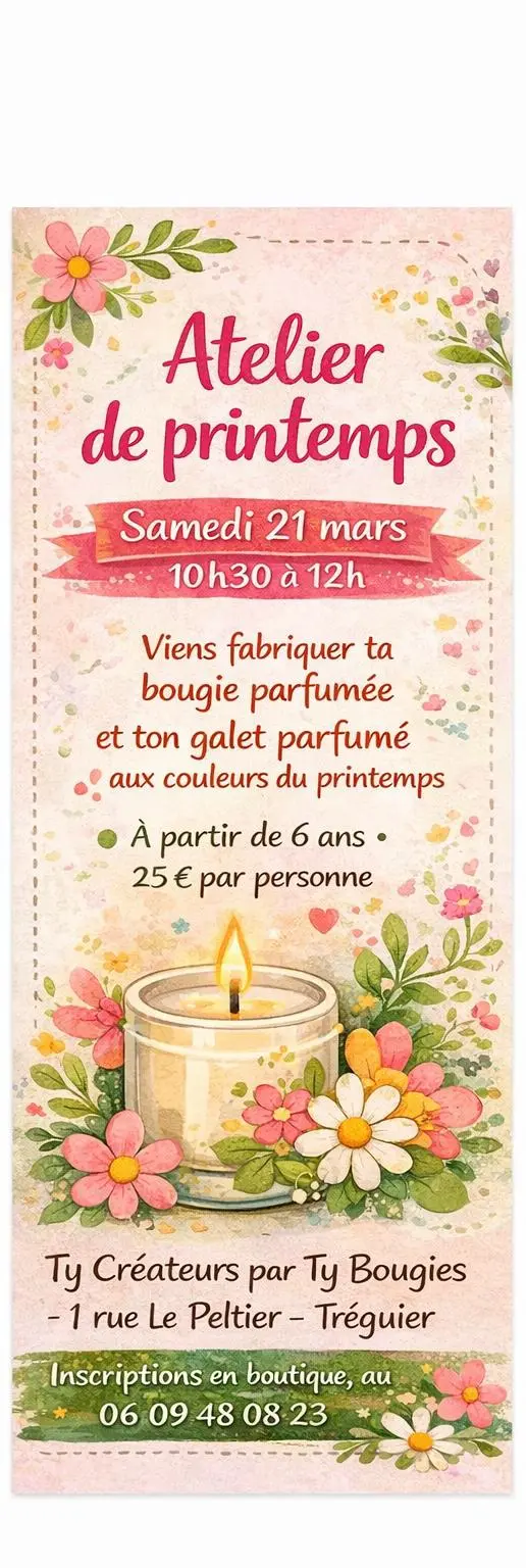 🍁 Ateliers bougies & galets parfumés – Spécial printemps